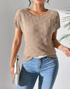 Round Neck Short Sleeve Knit Top