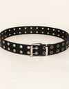 Double Row Grommet PU Leather Belt