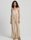 Fringe Hem Wide Leg Long Pants