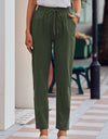 Drawstring Elastic Waist Pants with Pockets