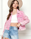 Veveret Button Up Cropped Denim Jacket