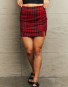 Houndstooth Slit Mini Skirt