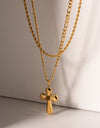 18K Gold-Plated Double Layered Cross Necklace