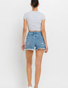 Lovervet Stepped Waist Raw Hem Denim Shorts