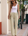 Drawstring Elastic Waist Pants with Pockets