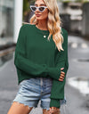 Round Neck Drop Shoulder Long Sleeve Sweater