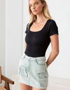 Le Lis High Waist Cargo Denim Mini Skirts