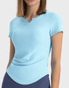 Notched Short Sleeve Active T-Shirt