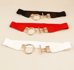 Circle Shape Buckle Zinc Alloy Buckle PU Leather Belt