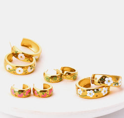 Stainless Steel 18K Gold Plated Ring Shape C-Hoop Earrings