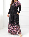 Plus Size Round Neck Maxi Dress with Pockets