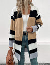 Color Block Open Front Drop Shoulder Cardigan