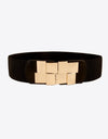 Geometric Buckle Elastic Wide Belt