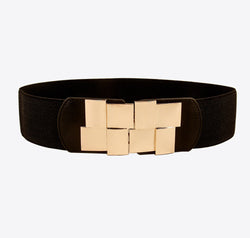 Geometric Buckle Elastic Wide Belt