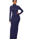 Mock Neck Long Sleeve Maxi Slim Dress