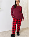 Zenana Full Size Plaid Round Neck Top and Pants Pajama Set