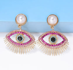 Evil Eye Shape Rhinestone Zinc Alloy Synthetic Dangle Earrings