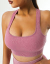 Ribbed Scoop Neck Sleeveless Sports Bra