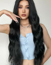 Full Machine Long Wave Synthetic Wigs 28''