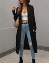 Waffle Knit Open Front Duster Cardigan With Pockets