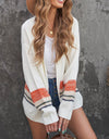 Woven Right Color Block Open Front Drop Shoulder Cardigan