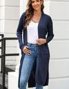 Open Front Slit Cardigan with Pockets