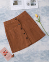 Double Take Buttoned Corduroy Mini Skirt