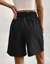 Pocketed Half Elastic Waist Shorts