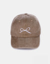 Zenana Bow Embroidered Washed Cotton Caps