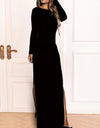 Split Backless Long Sleeve Dress