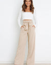 Tie Front Paperbag Wide Leg Pants