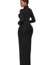 Mock Neck Long Sleeve Maxi Slim Dress