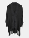 Fringe Open Front Long Sleeve Poncho