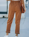 Drawstring Waist Corduroy Pants with Pockets