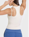 Cutout Round Neck Racerback Active Tank