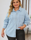 Plus Size Snap Down Pocketed Denim Jacket