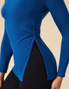 Slit Round Neck Long Sleeve Active Top