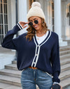 Buttoned V-Neck Long Sleeve Cardigan