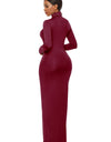 Mock Neck Long Sleeve Maxi Slim Dress