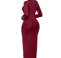 Mock Neck Long Sleeve Maxi Slim Dress
