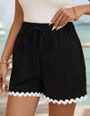 Contrast Trim Tied Shorts with Pockets