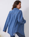 Pocketed Striped Button Up Denim Shirt