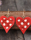 Sequin Heart Leather Drop Earrings