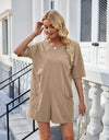 Lovelet Backless Pocketed Round Neck Half Sleeve Romper