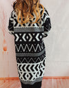 Geometric Button Front Longline Cardigan