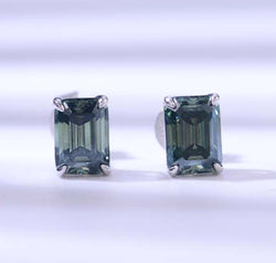2 Carat Moissanite Stud Earrings in Green