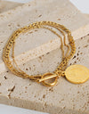 Coin Pendant Toggle clasp 18K Gold-Plated Bracelet