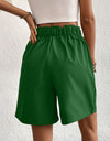 Pocketed Half Elastic Waist Shorts