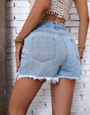 Distressed Raw Hem Denim Shorts