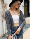 Open Front Cuffed Cropped Cardigan